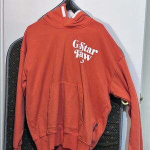 Size medium g star sweater with hoodie it’s thick with a lil weight to it. Fresh